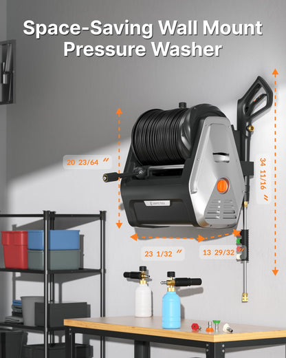 1800W Electric Pressure Washer 2900 PSI 2.2 GPM with 100 ft Hose & 5 Nozzles