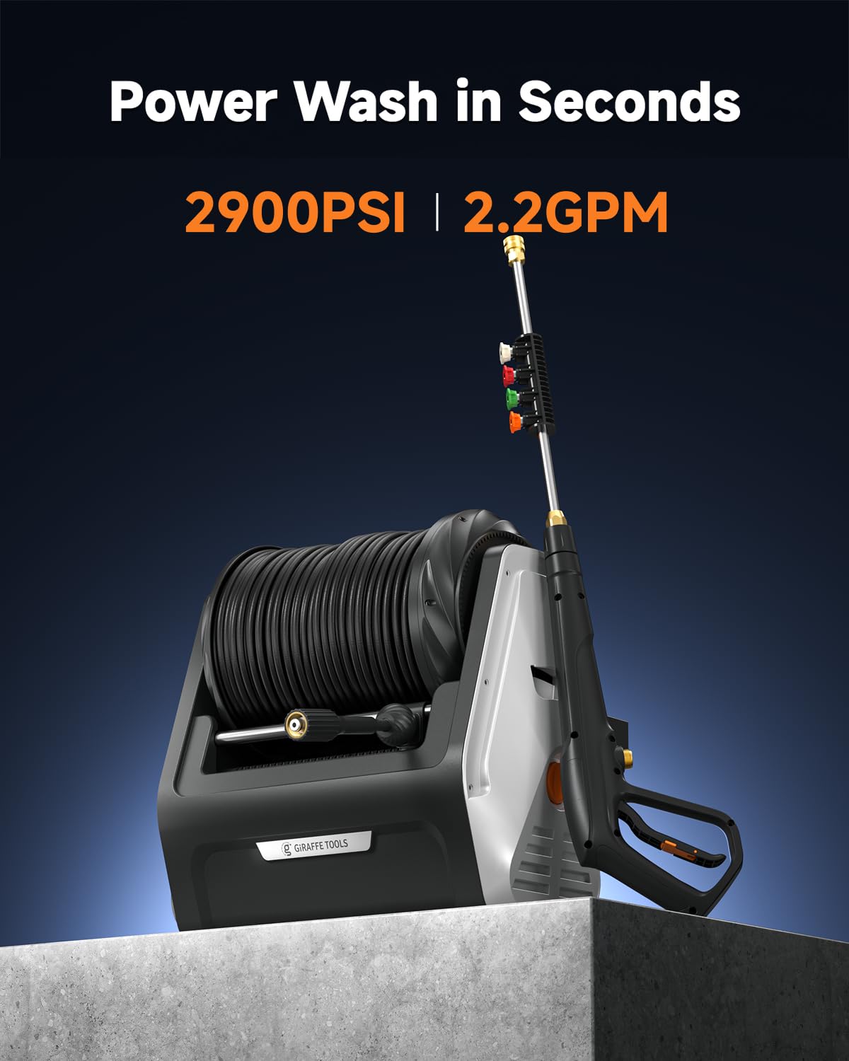 1800W Electric Pressure Washer 2900 PSI 2.2 GPM with 100 ft Hose & 5 Nozzles