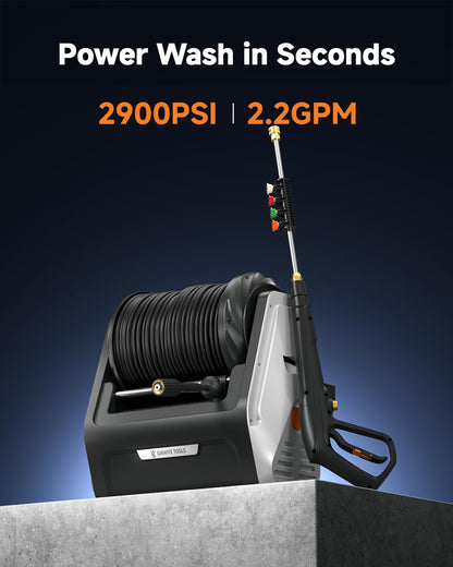 1800W Electric Pressure Washer 2900 PSI 2.2 GPM with 100 ft Hose & 5 Nozzles