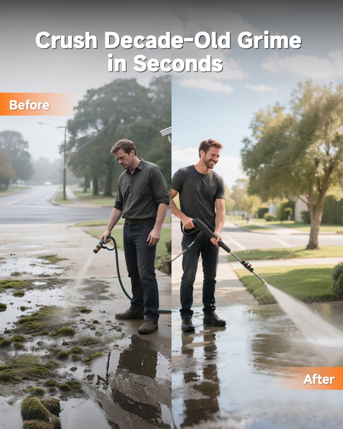 1800W Electric Pressure Washer 2900 PSI 2.2 GPM with 100 ft Hose & 5 Nozzles