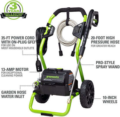 Greenworks 2000 PSI Electric Pressure Washer 1.1 GPM 13 Amp