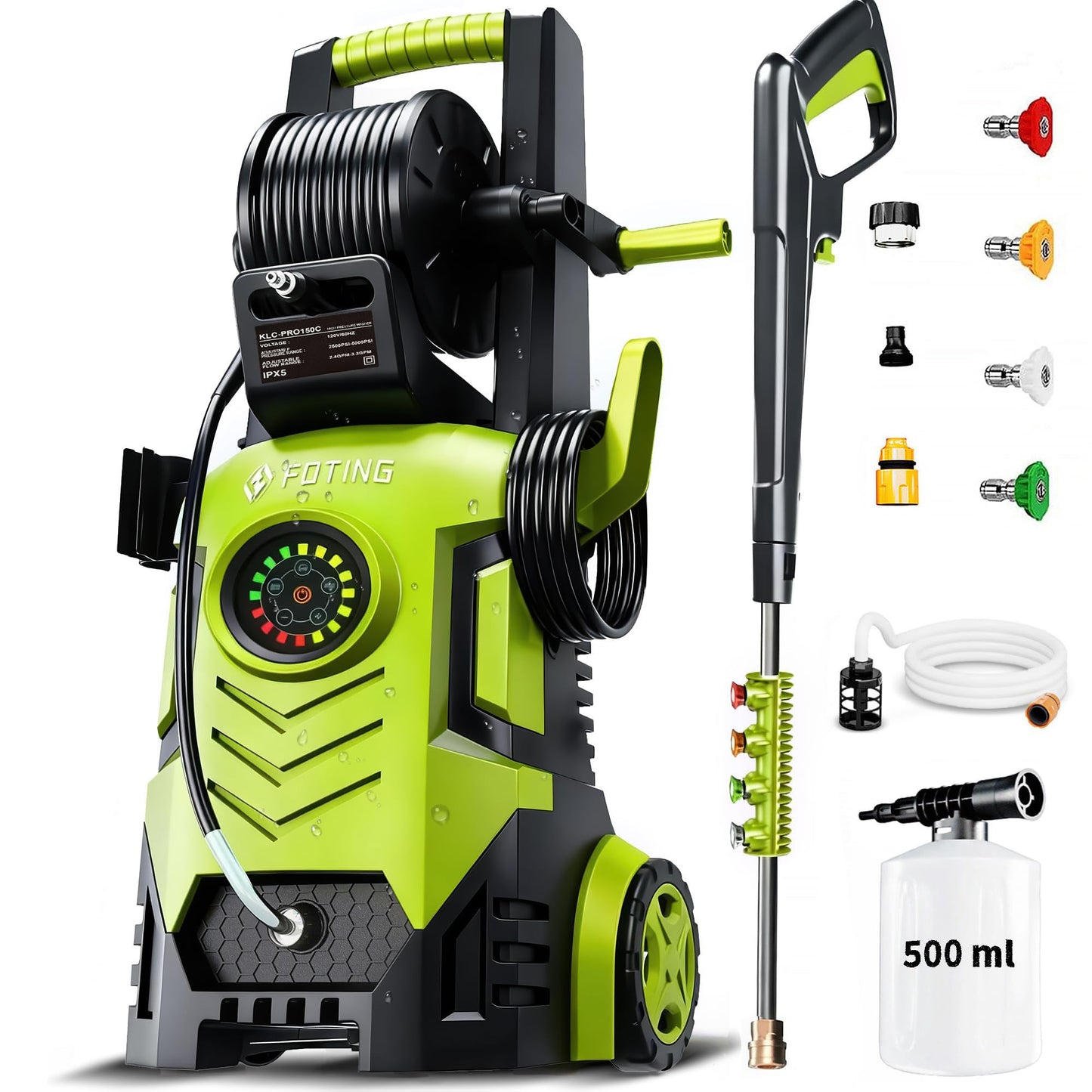 5000 PSI Electric Pressure Washer with Touch Display & 8 Spray Modes