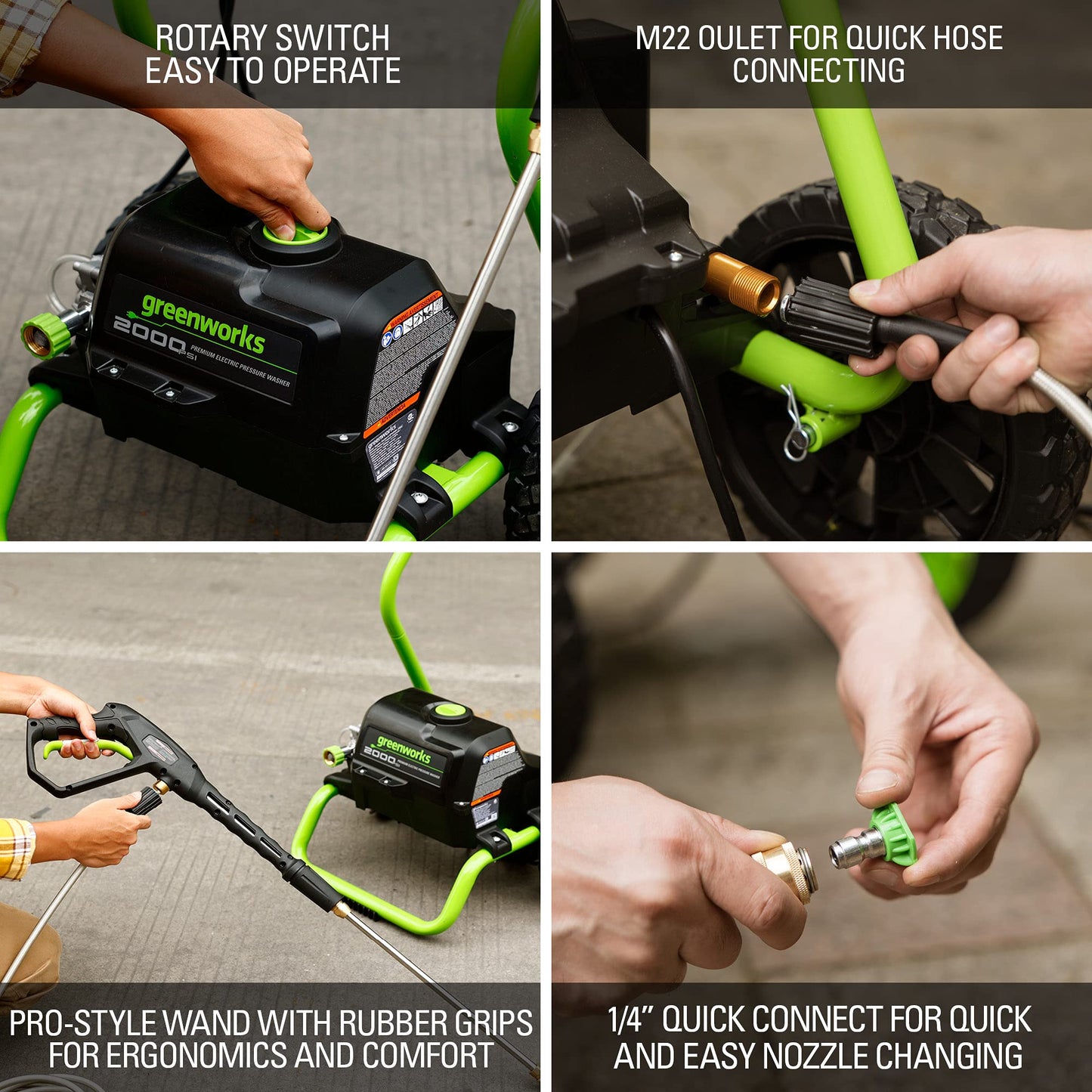 Greenworks 2000 PSI Electric Pressure Washer 1.1 GPM 13 Amp