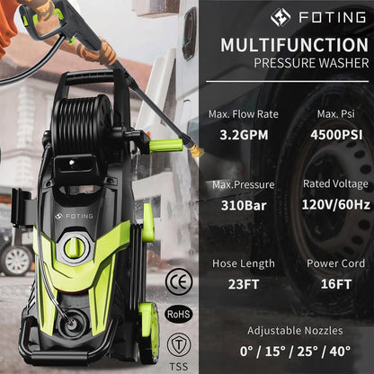 4500 PSI Electric Pressure Washer with 4 Quick-Connect Nozzles
