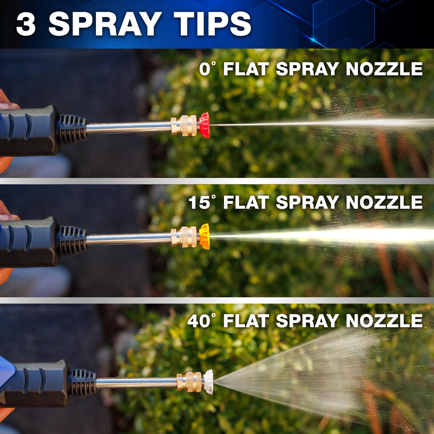 Cordless Portable Pressure Washer 21V Battery 6-in-1 Nozzle with Hose Kit