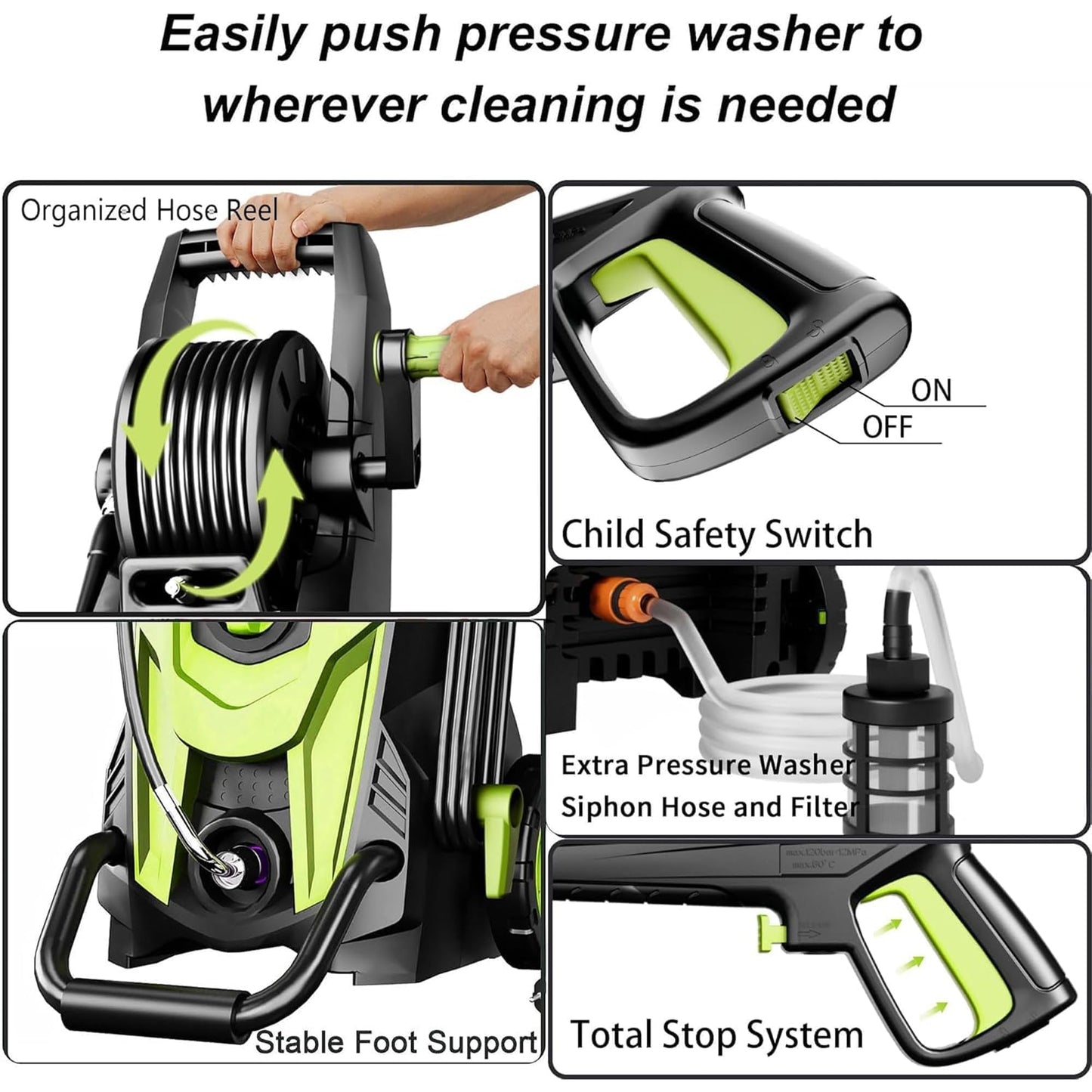 4500 PSI Electric Pressure Washer with 4 Quick-Connect Nozzles
