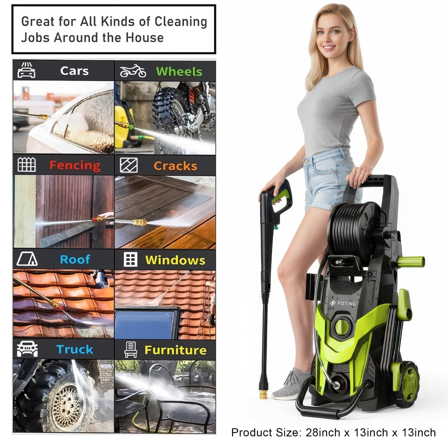 4500 PSI Electric Pressure Washer with 4 Quick-Connect Nozzles
