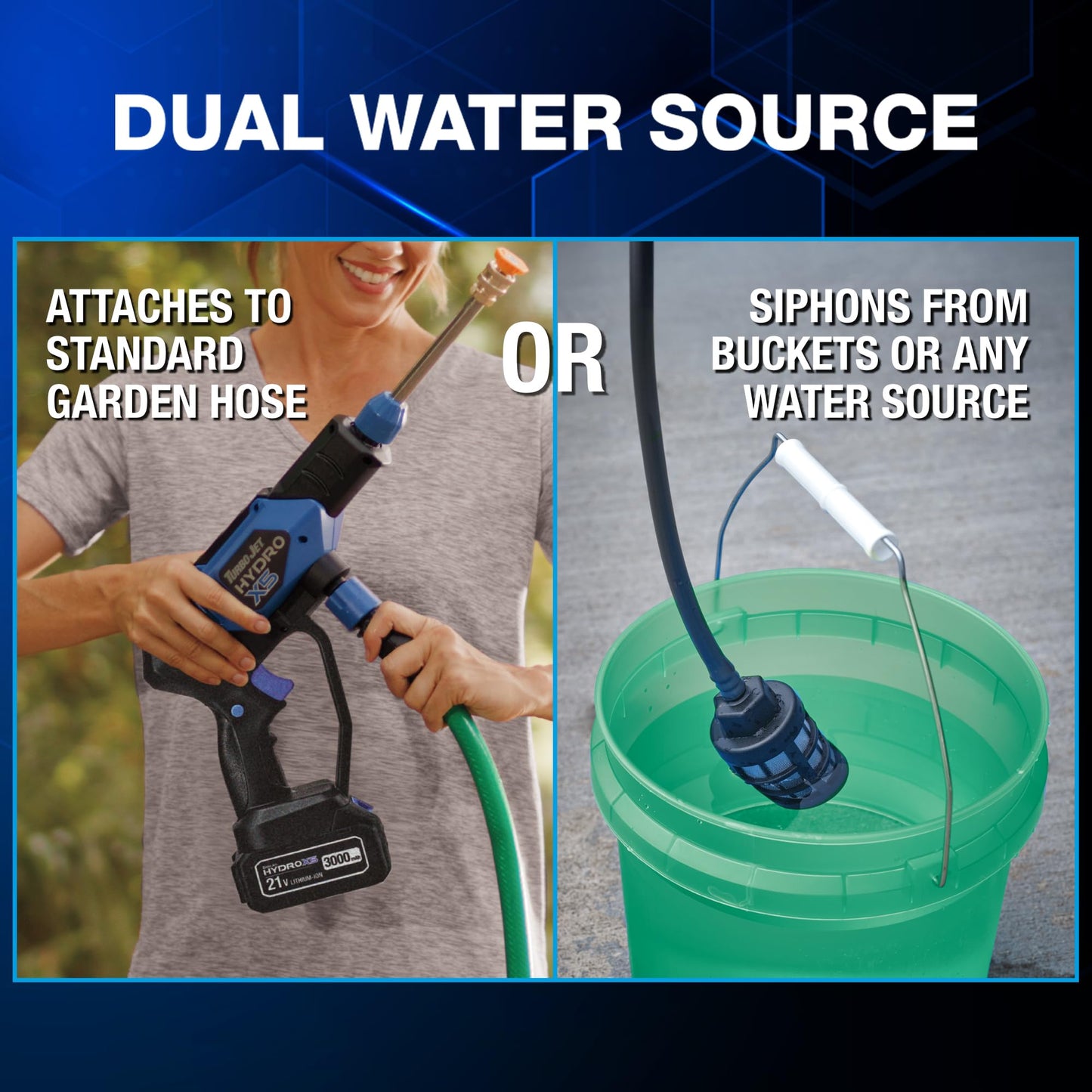Cordless Portable Pressure Washer 21V Battery 6-in-1 Nozzle with Hose Kit