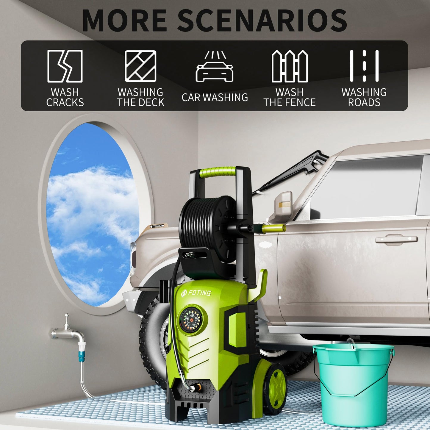 5000 PSI Electric Pressure Washer with Touch Display & 8 Spray Modes