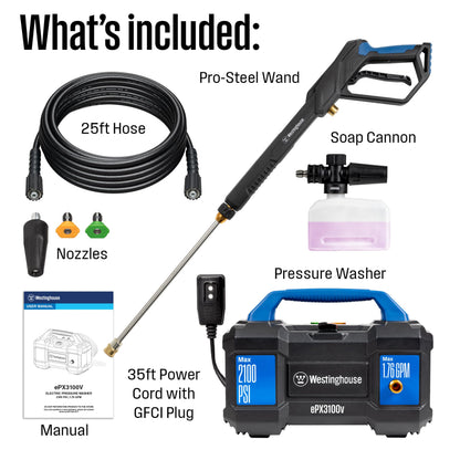 Westinghouse ePX3100v Electric Pressure Washer 2100 PSI 1.76 GPM Foam Cannon