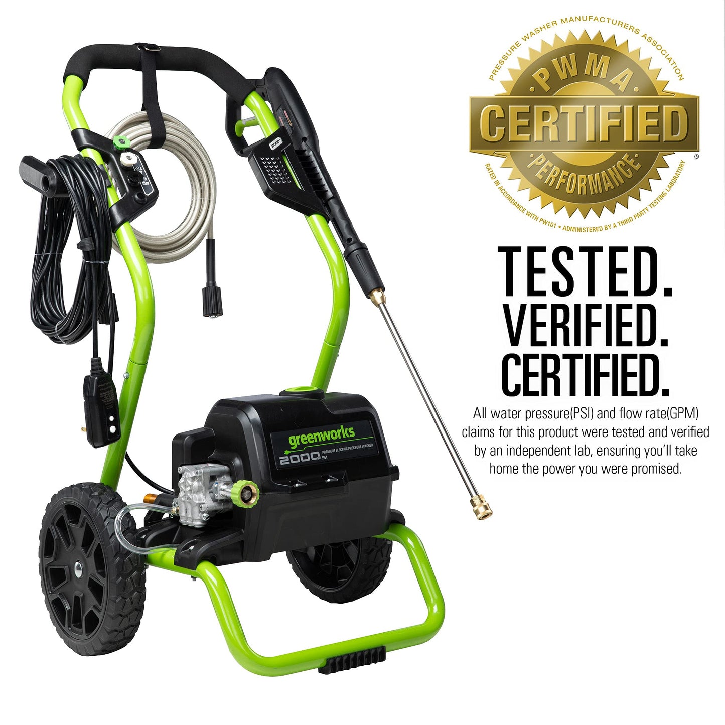 Greenworks 2000 PSI Electric Pressure Washer 1.1 GPM 13 Amp