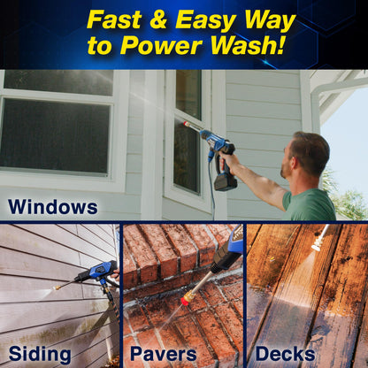 Cordless Portable Pressure Washer 21V Battery 6-in-1 Nozzle with Hose Kit