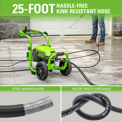 Greenworks Pro 3000 PSI Electric Pressure Washer 2.0 GPM Brushless Motor