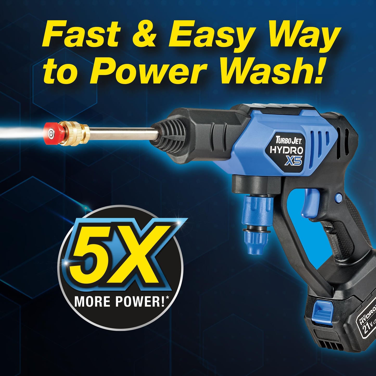 Cordless Portable Pressure Washer 21V Battery 6-in-1 Nozzle with Hose Kit