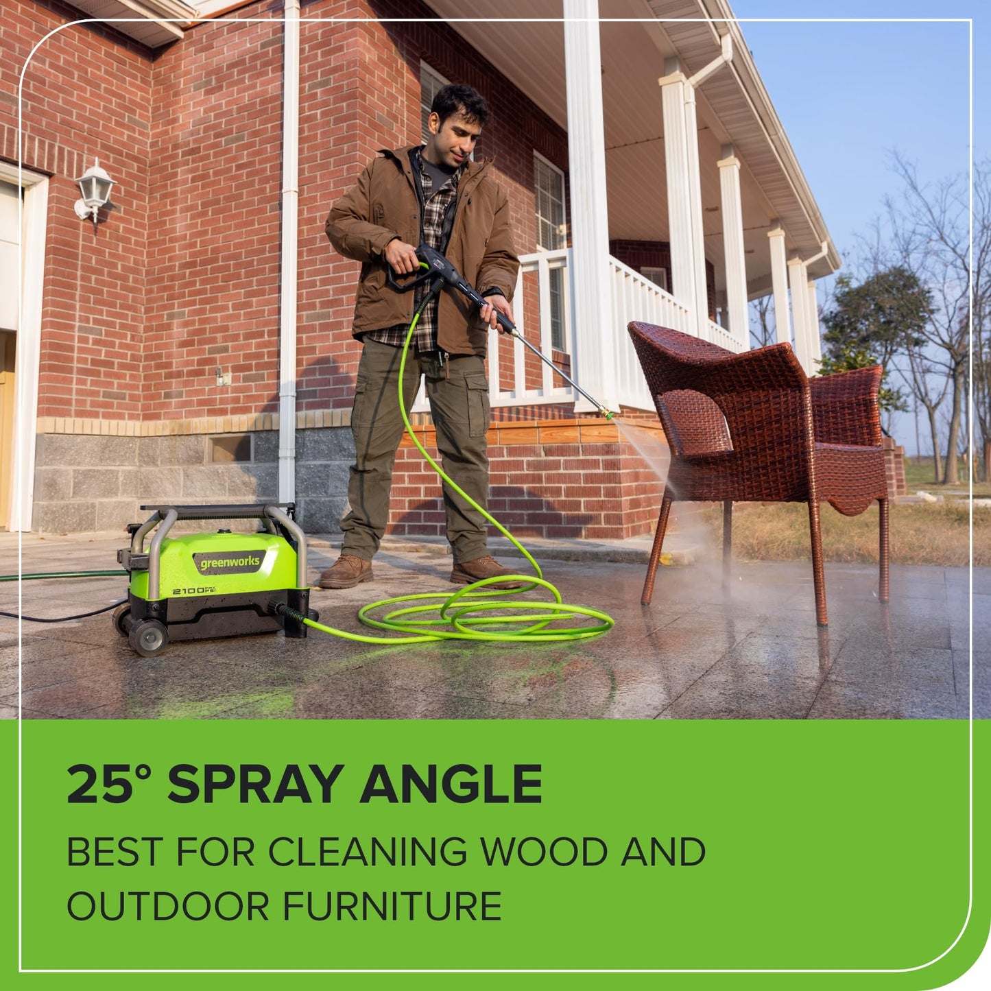 Greenworks 2100 PSI Electric Pressure Washer 1.2 GPM Compact Design