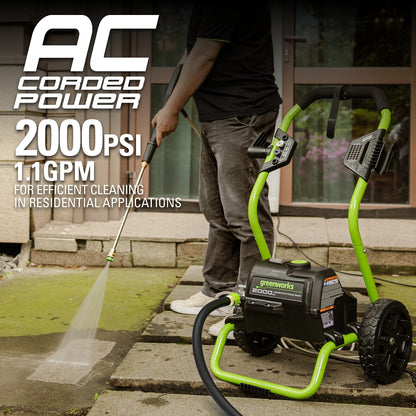 Greenworks 2000 PSI Electric Pressure Washer 1.1 GPM 13 Amp