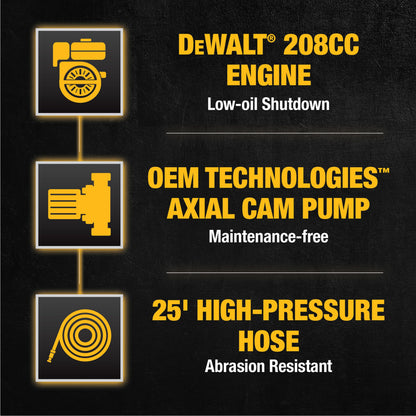 DEWALT 3300 PSI Gas Pressure Washer with 5 Nozzles 25 ft Hose